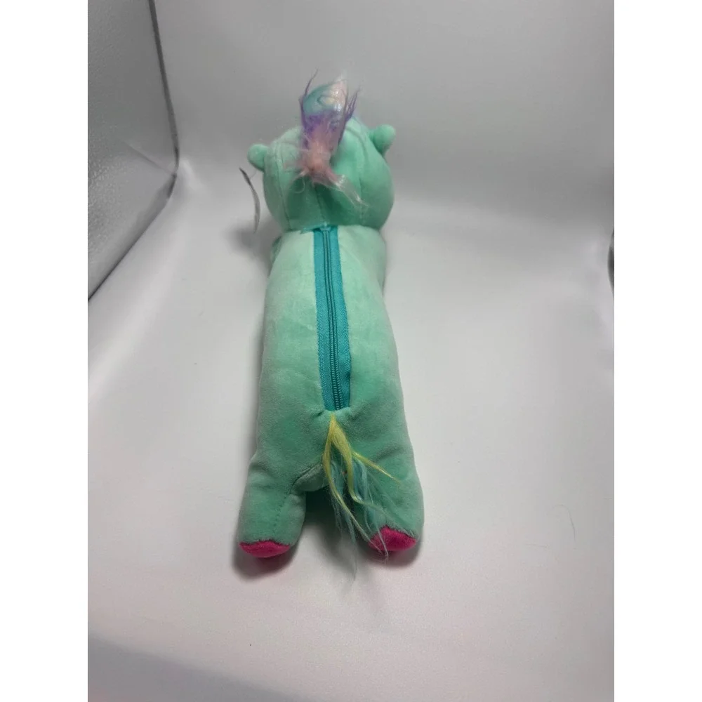 Minky Accessories Plush Unicorn Pencil Case Mint Green Zipper Pouch BA1156 NWT